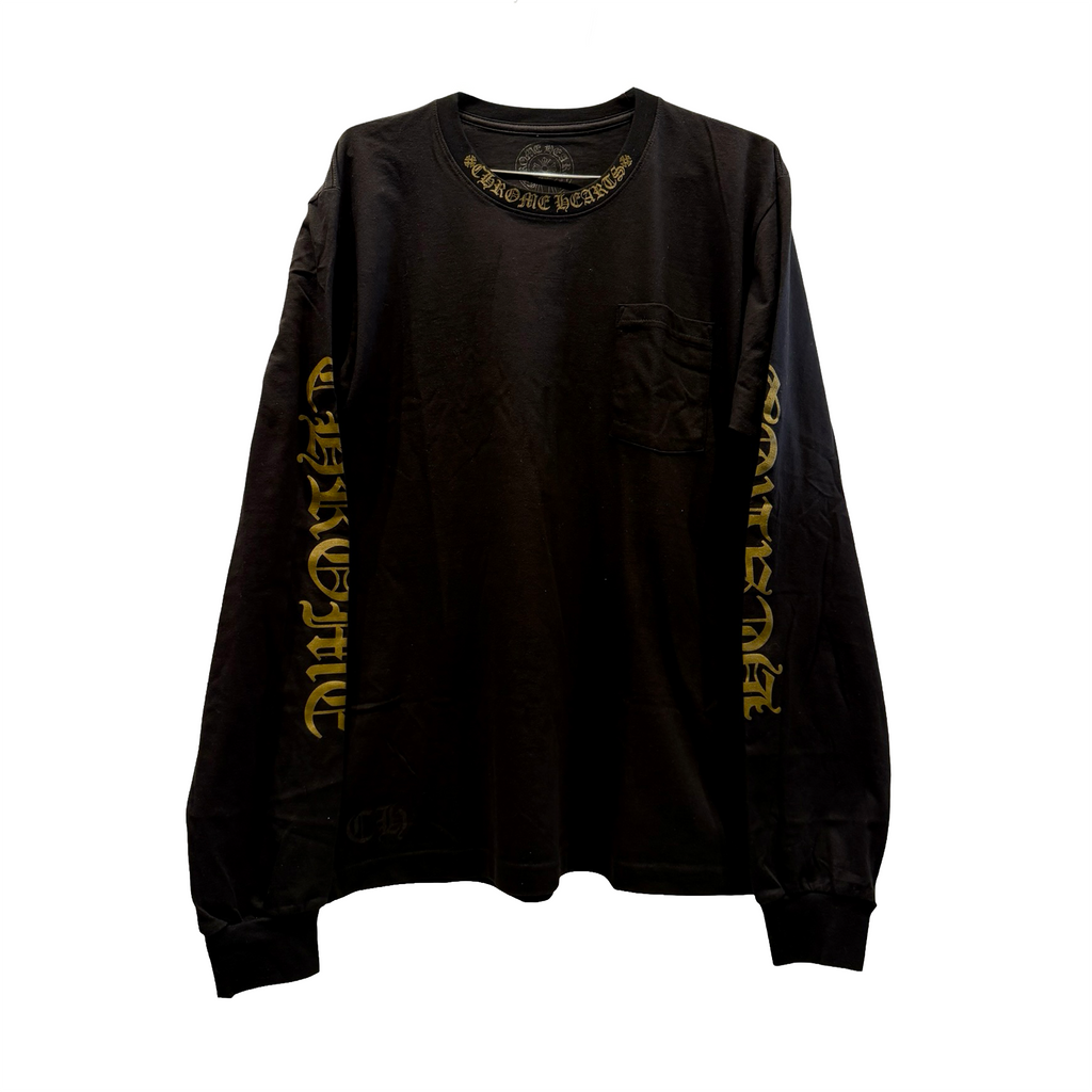 Chrome Hearts Neck Logo Long Sleeve Pocket T-Shirt Black Army Green
