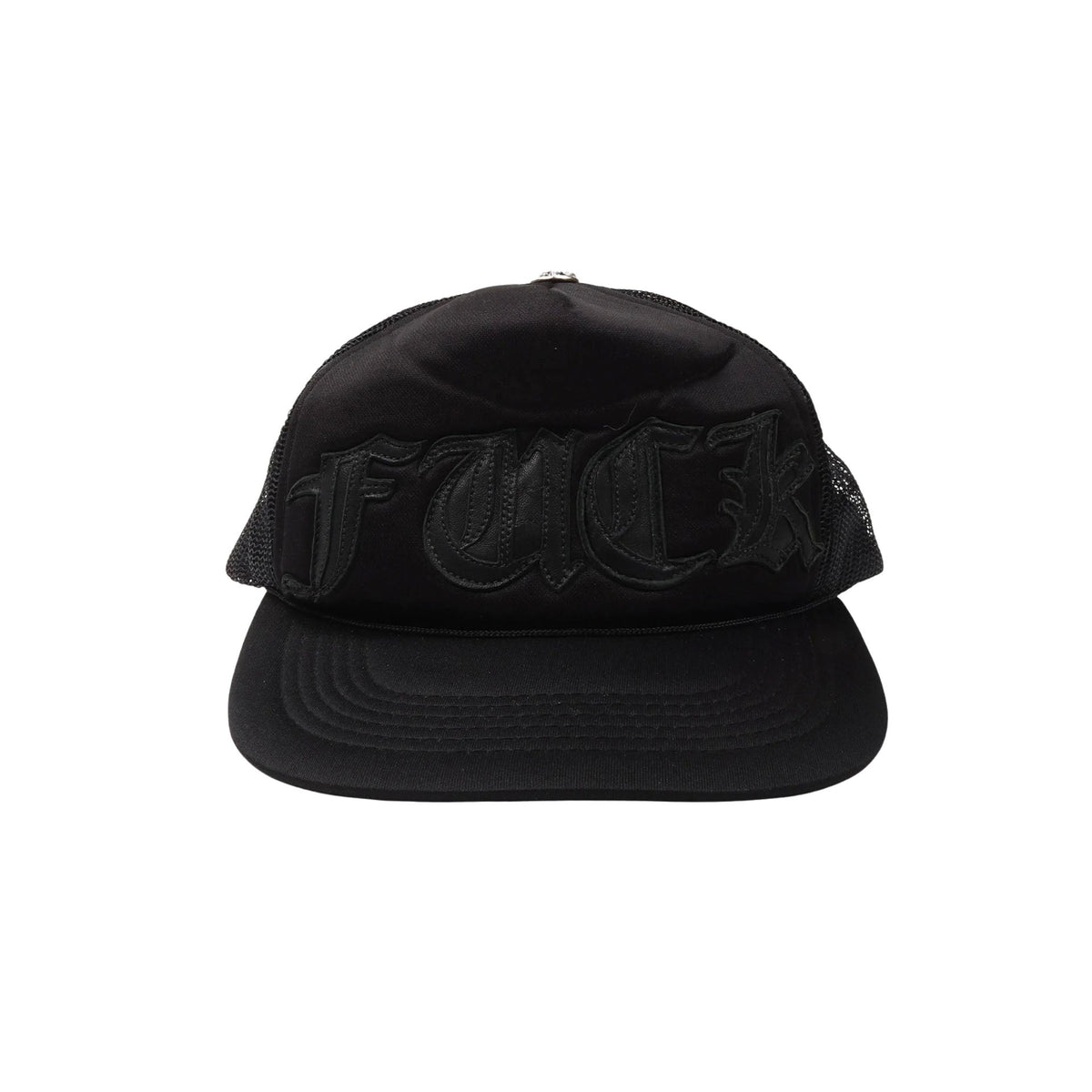 Chrome Hearts FUCK Leather Trucker Black/Black